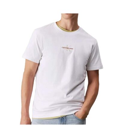 T-shirt blanc/camel homme calvin klein jeans shadow - l