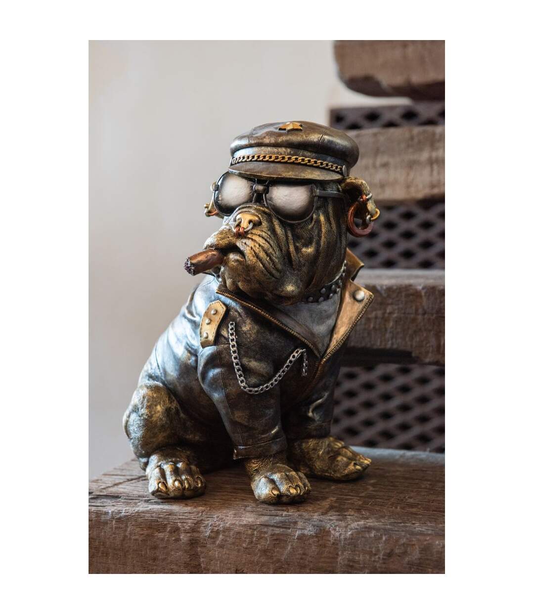 Statuette Bulldog à Cigarette Trendy 33cm Marron-2