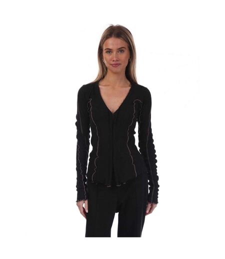 Womens/ladies T-ribas Scalloped Edge Top Black Diesel