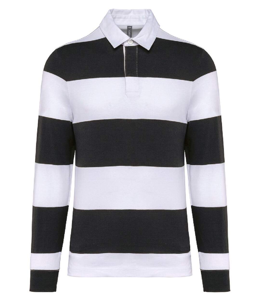 Polo rugby rayé manches longues - Homme - K285 - noir et blanc