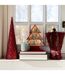 Lot de 3 Cônes de Noël Perles 45cm Rouge-3
