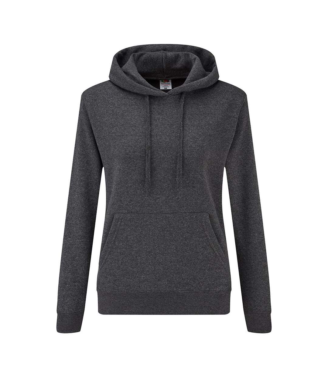 Sweat À Capuche Classic Femme Gris Foncé Chiné Fruit Of The Loom-1