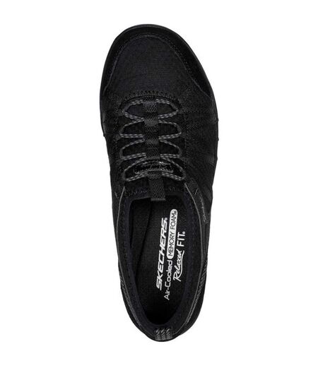 Womens/ladies breathe-easy rugged suede relaxed fit trainers black Skechers