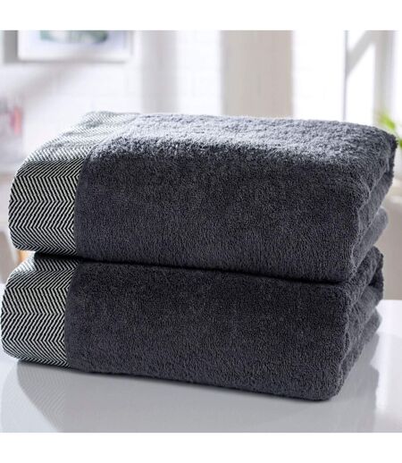 Rapport Tidal Towel Bale Set (Pack of 2) (Charcoal) (90cm x 140cm)