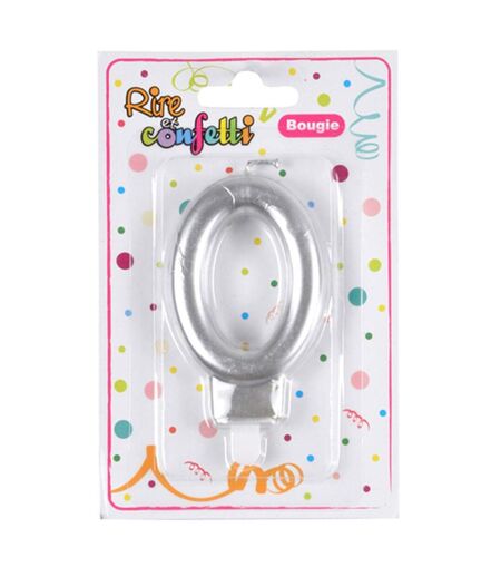 Bougie d'Anniversaire Chiffre 0 7cm Argent