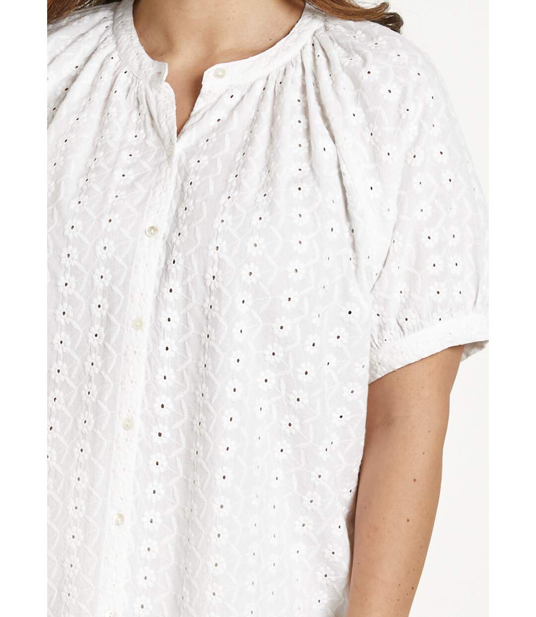 Chemisier ample coton brodé sans col-4