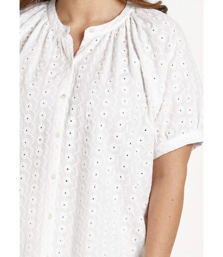 Chemisier ample coton brodé sans col