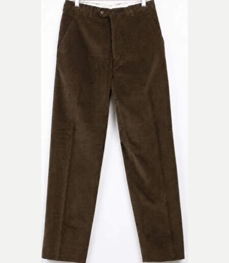 MAYFLOWER D373 — Pantalon velours extensible marron : confort stretch et taille haute