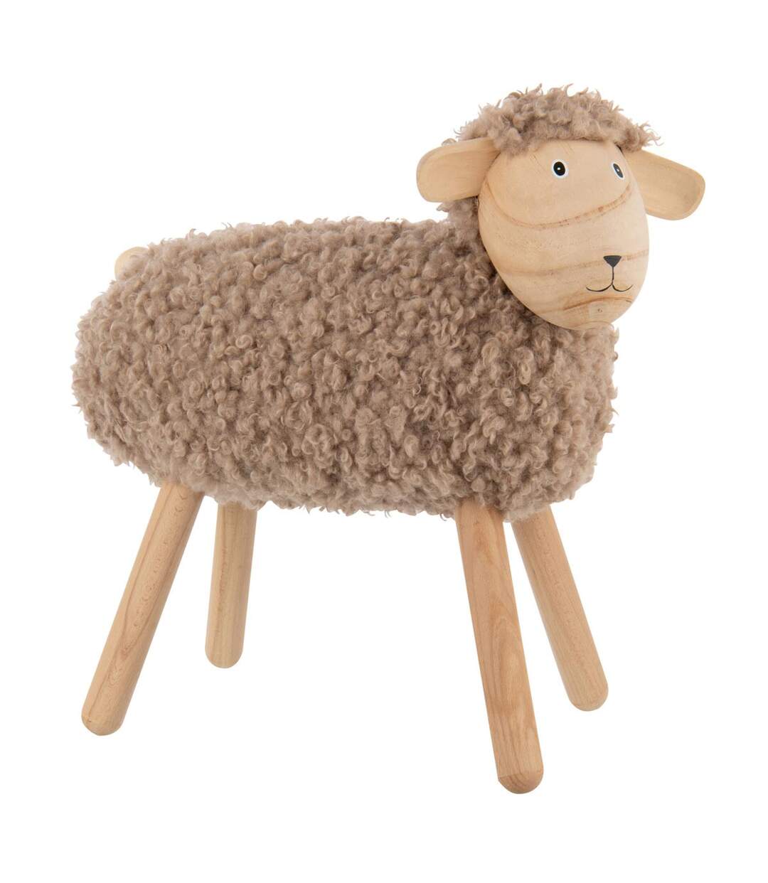 Statuette Mouton en Bois Chalet 45cm Beige-1