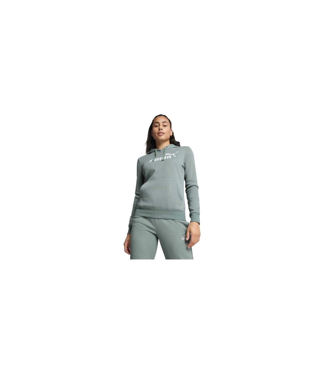 Womens/ladies No.1 Logo Fleece Overhead Hoodie Green Puma-1