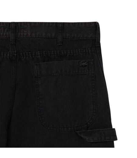 Mens Cotton Canvas Carpenter Straight Trousers Black Lacoste