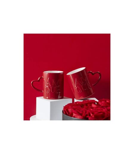 Lot de 2 Mugs en Céramique Amour 30cl Rouge