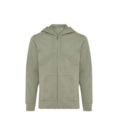 Unisex adult abisko recycled cotton full zip hoodie heather green Iqoniq
