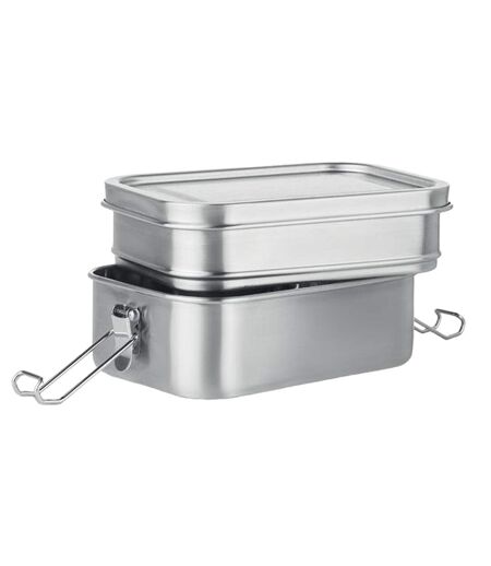 Double chan stainless steel lunch box one size matt silver MidOcean