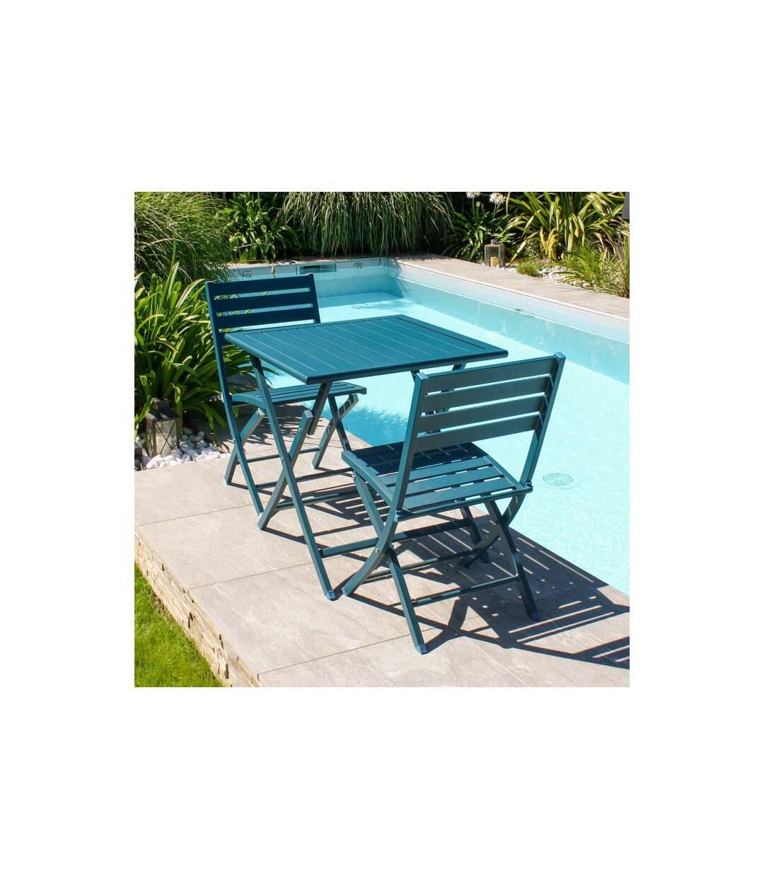 Chaise de Jardin Pliante Marius 82cm Bleu Canard-5