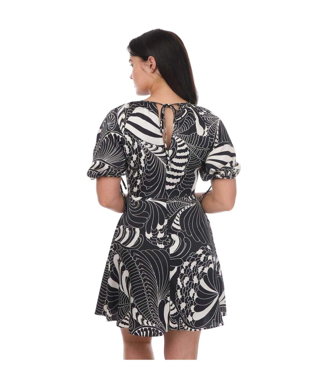 Robe Courte Manches Bouffantes Motif/style Imprimé Faridda Femme Noir Ted Baker-2