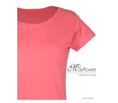 Tee-shirt MAYFLOWER DERICK2 col bateau : l'élégance du coton flammé corail
