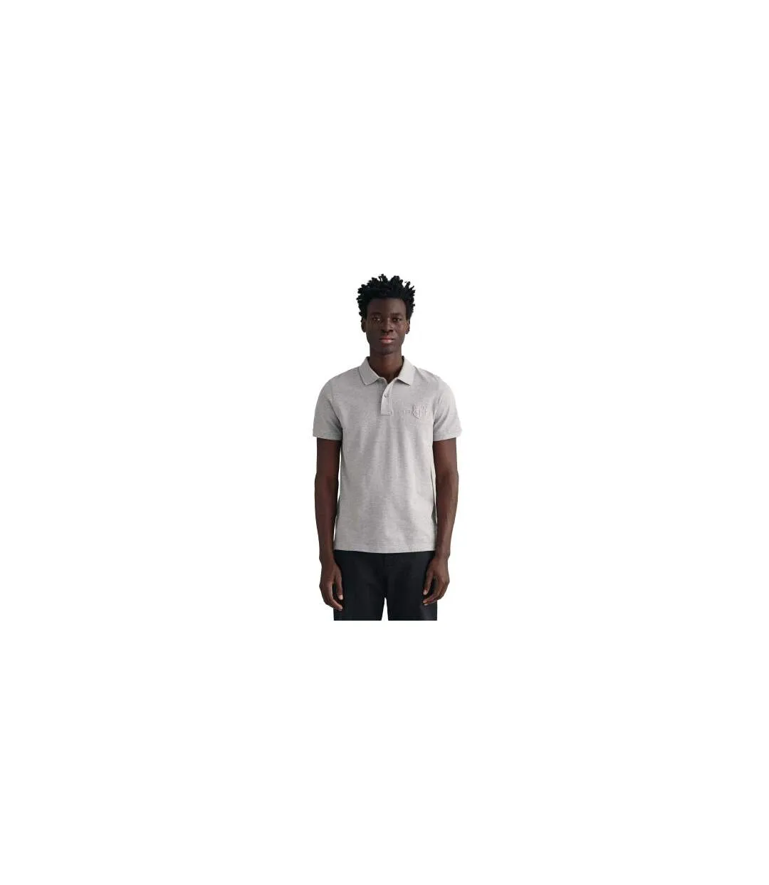 Polo Manches Courtes Motif/style Bouclier Homme Gris Gant-1