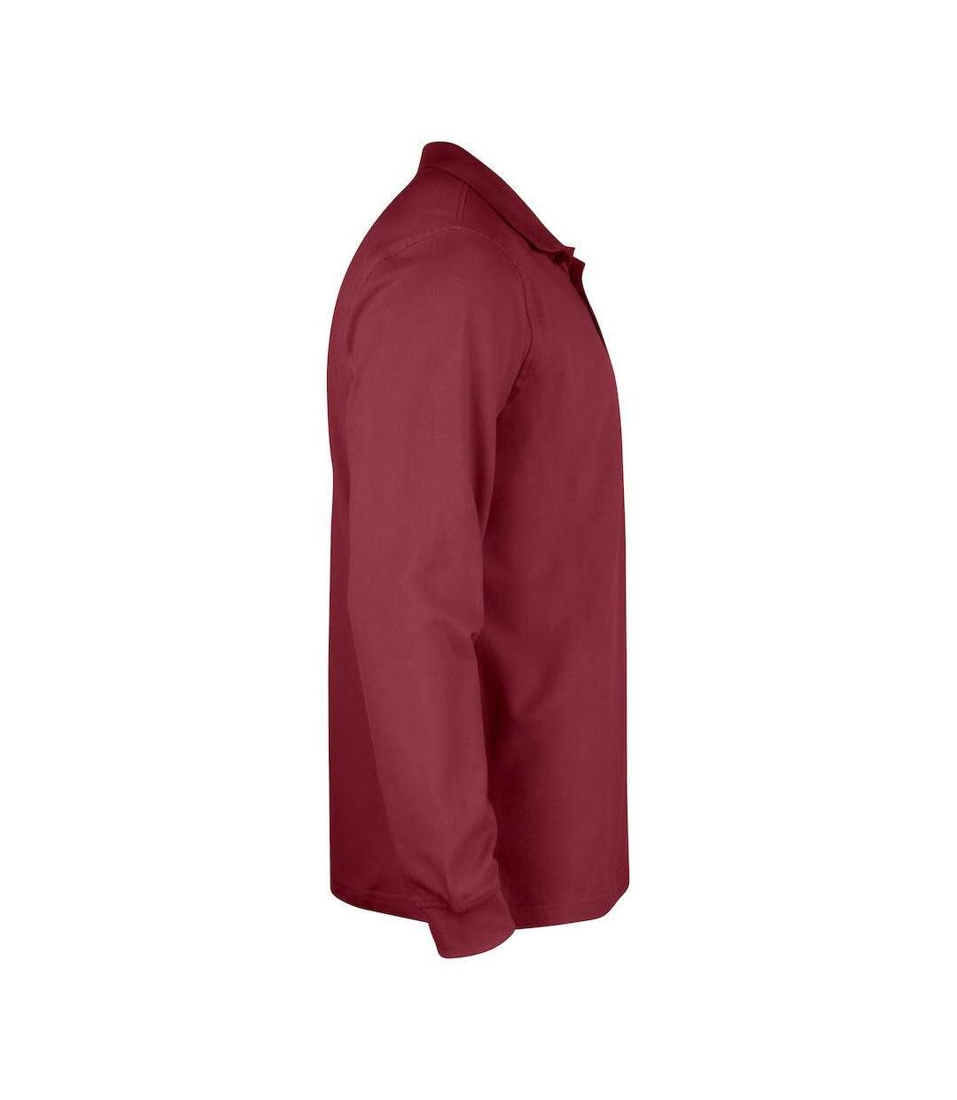 Mens Classic Lincoln Long-sleeved Polo Shirt Burgundy Clique-1