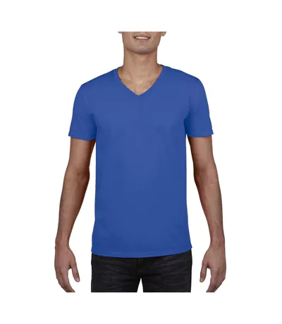 T-shirt À Manches Courtes Et Col En V Homme Bleu Royal Gildan