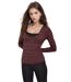 Tee-shirt femme à  rayures chic à  manches longues - Confortable et stylé en rouge-1