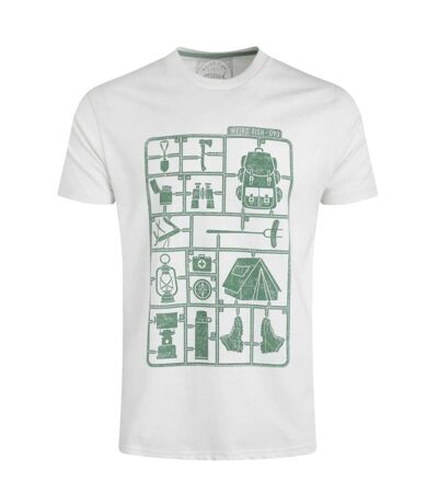Mens camp kit graphic t-shirt dusty white Weird Fish