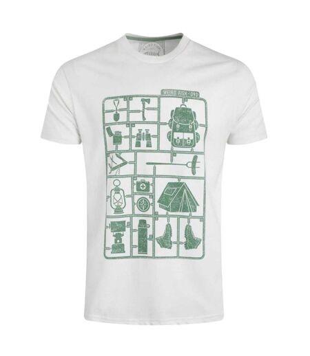 Mens camp kit graphic t-shirt dusty white Weird Fish