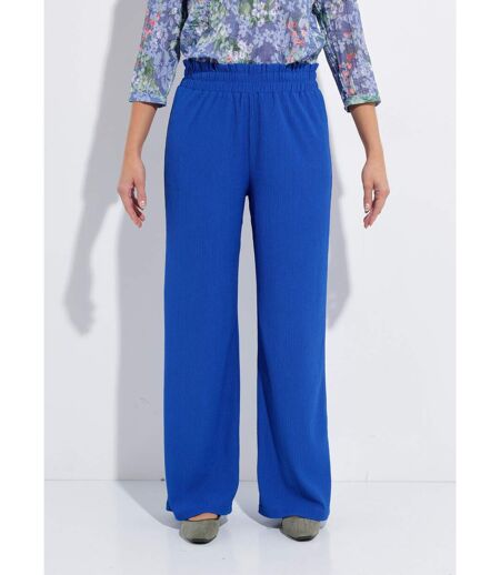 Pantalon vert large taille élastiquée maille relief