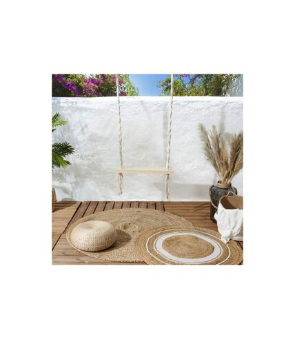 Balançoire en Bois Macramé 150cm Blanc & Naturel