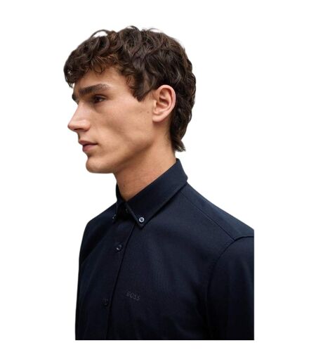 Mens Jo Embroidered Long-sleeved Button-down Shirt Blue Boss