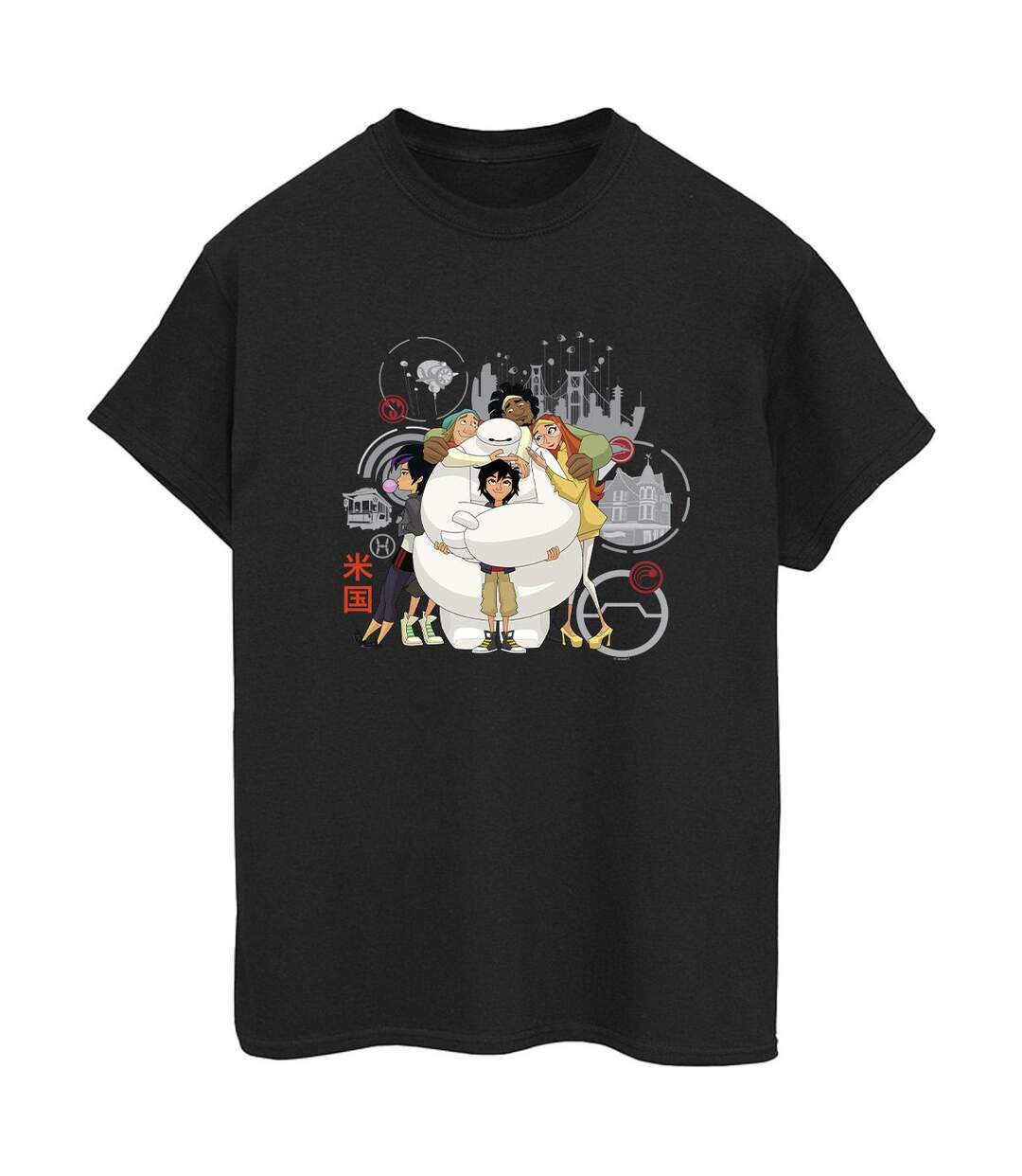 Disney - T-shirt BIG HERO BAYMAX GROUP HUG - Femme (Noir) - UTBI15628-1