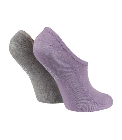 2 Pack Ladies Bamboo No Show Socks | Novelty Cushioned Socks with Heel Grip