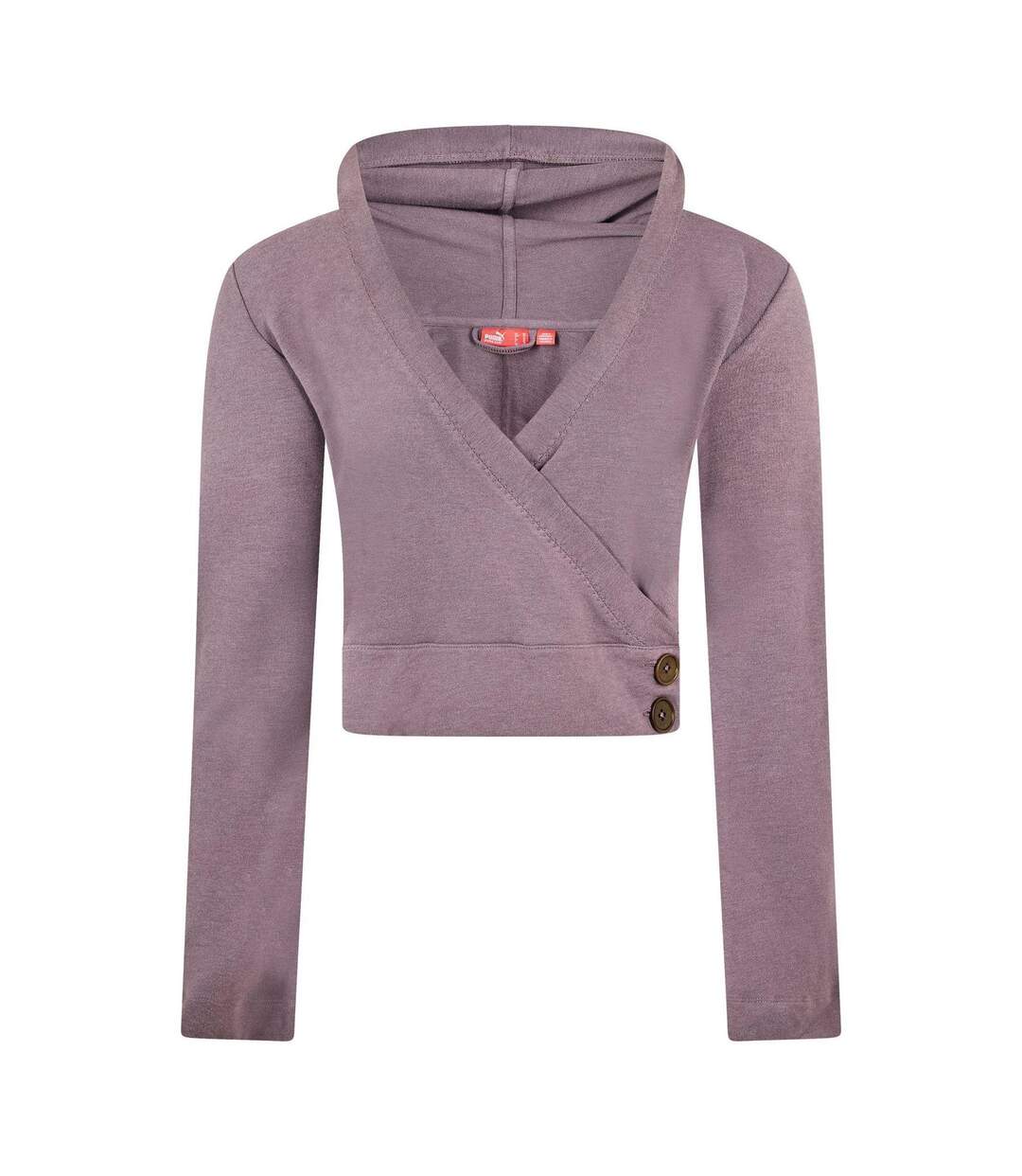 Womens/ladies Crossover Relaxed Fit Long-sleeved Hoodie Purple Puma-1