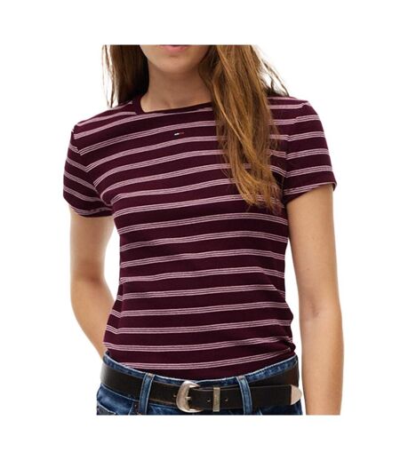 T-shirt bordeaux/rose femme tommy hilfiger slim