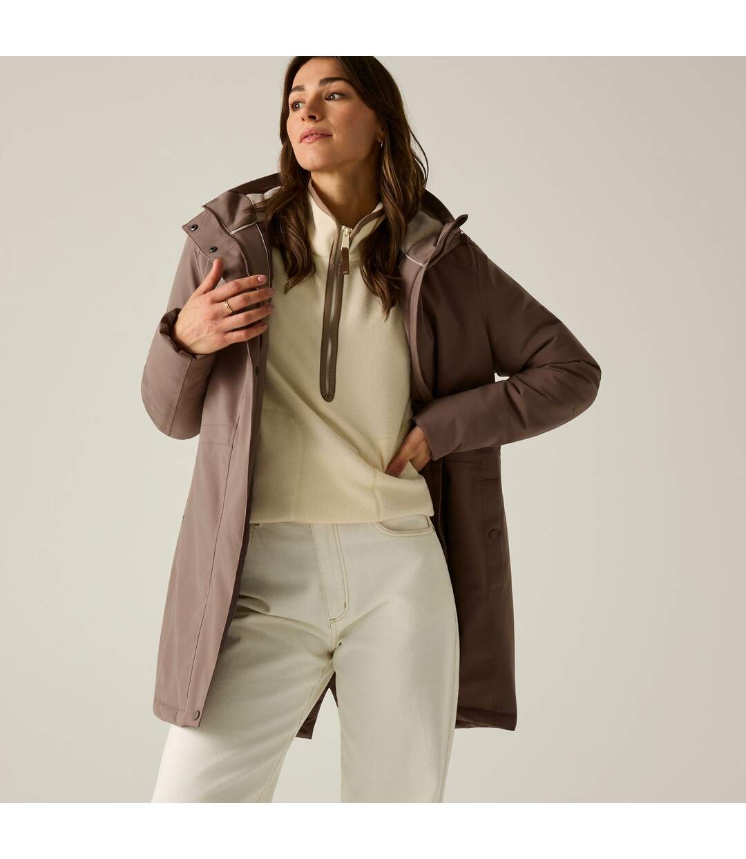 Veste Motif/style Imperméable Femme Marron Foncé Beige Clair Regatta-4