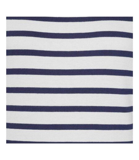 Womens/ladies Breton Contrast Striped Long-sleeved T-shirt Chalk Lazy Jacks