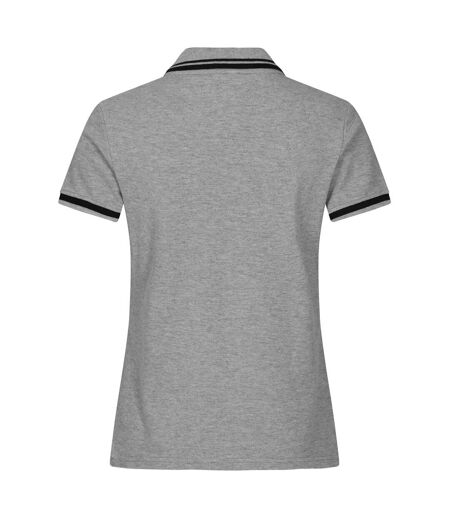 Womens/ladies Astoria Polo Shirt Grey Melange Clique