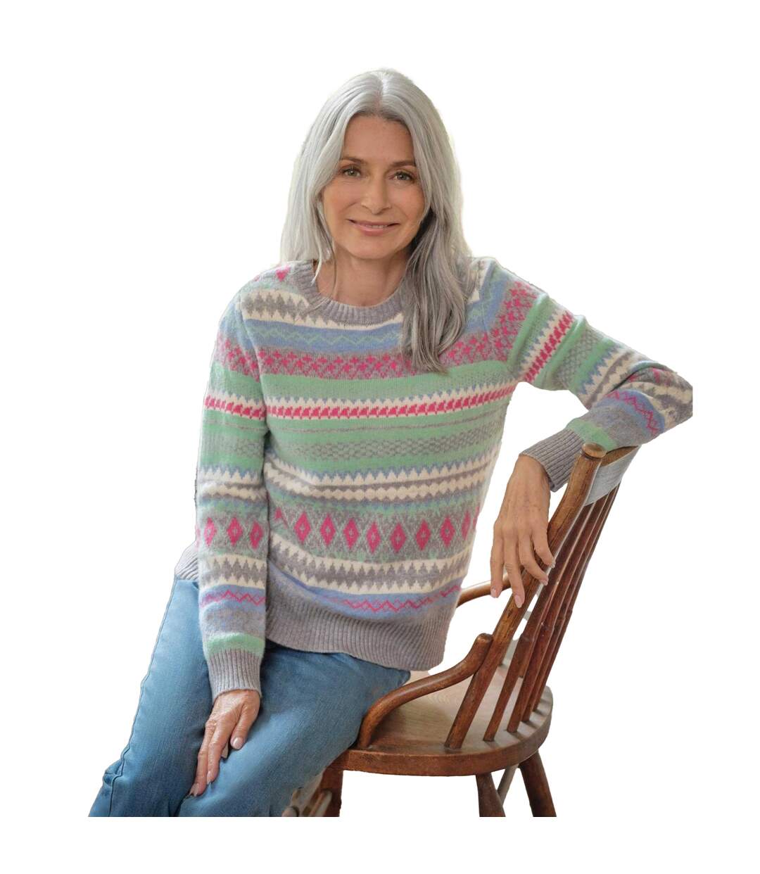 Womens/ladies Sherbert Dip Fair Isle Jumper Multicoloured WoolOvers-1