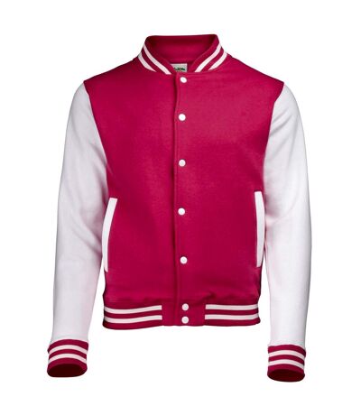 Blouson d´université adulte rose vif / blanc Awdis Awdis