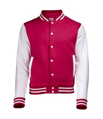 Blouson d´université adulte rose vif / blanc Awdis Awdis