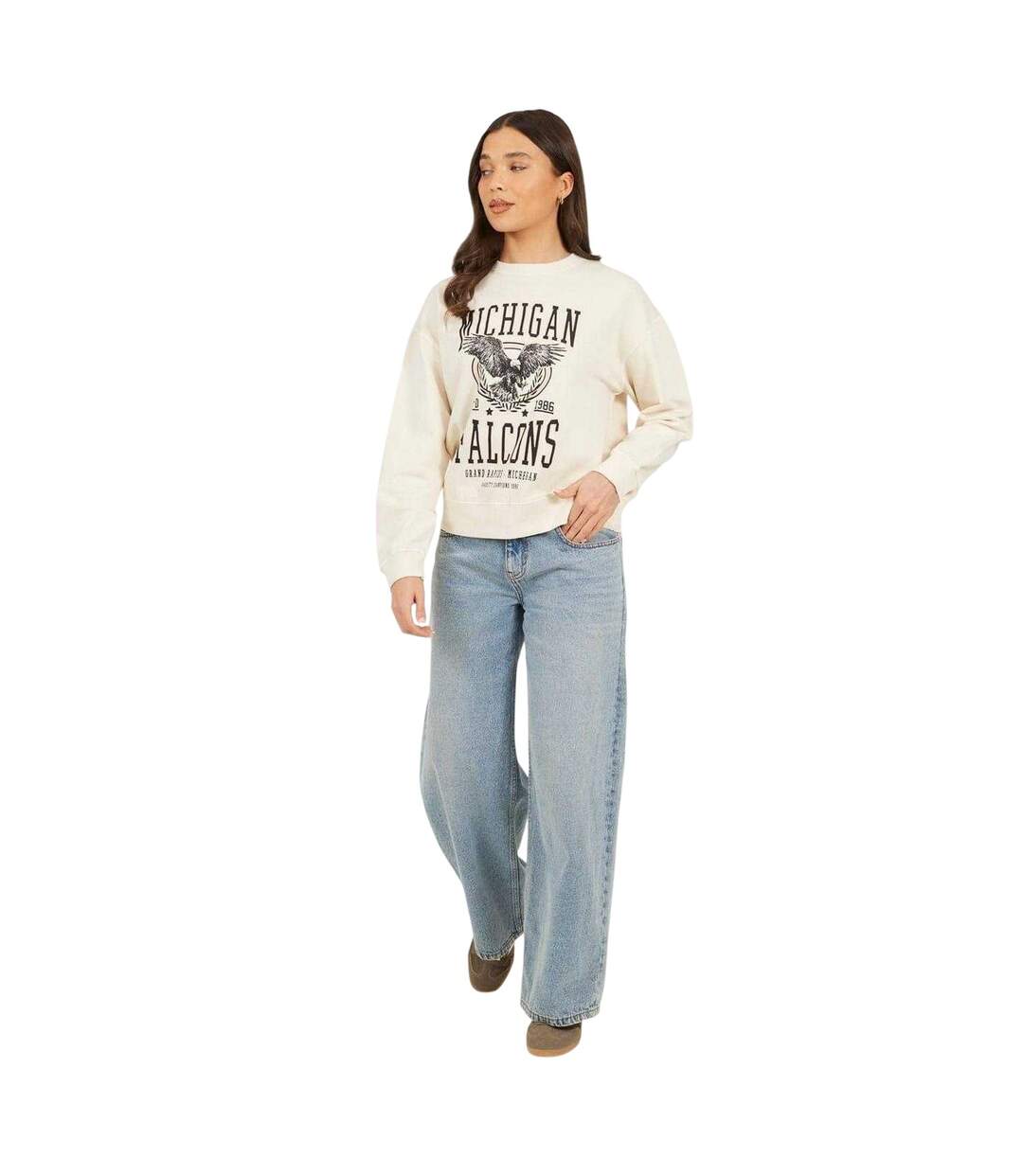 Womens/ladies Wild & Free Sweatshirt Beige Brave Soul-4