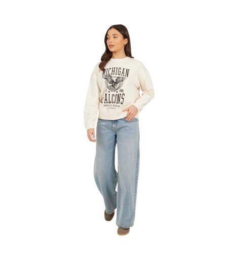 Womens/ladies Wild & Free Sweatshirt Beige Brave Soul