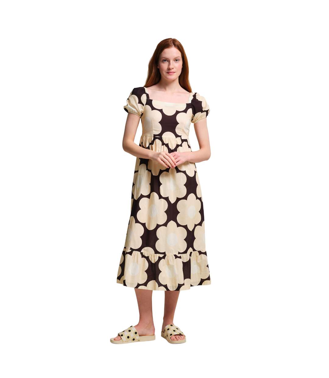 Womens/ladies orla kiely sixties daisy summer midi dress black Regatta-4