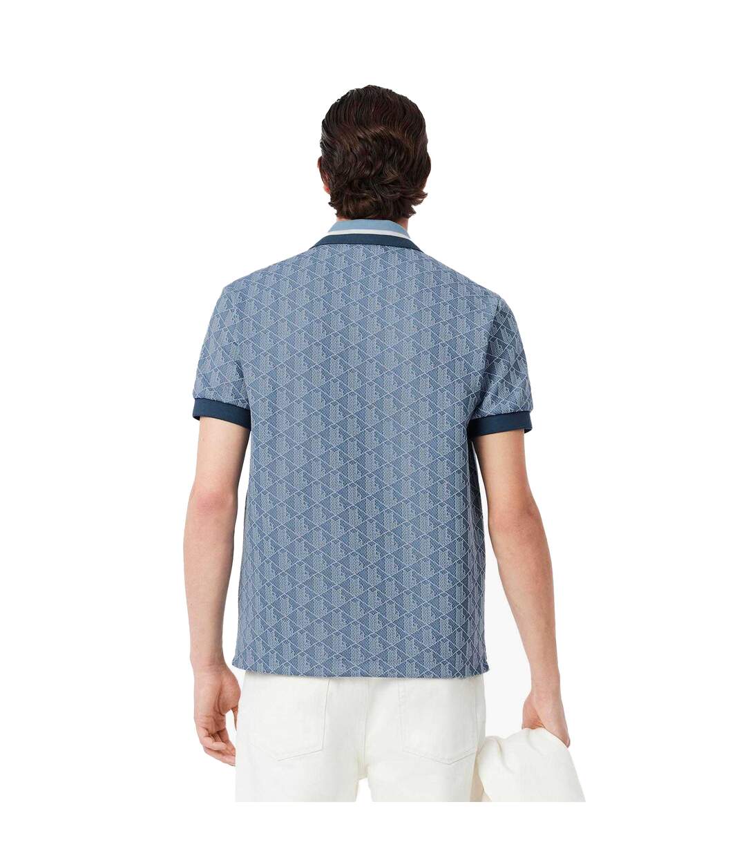 Mens Monogram Jacquard Classic Polo Shirt Blue Lacoste-3