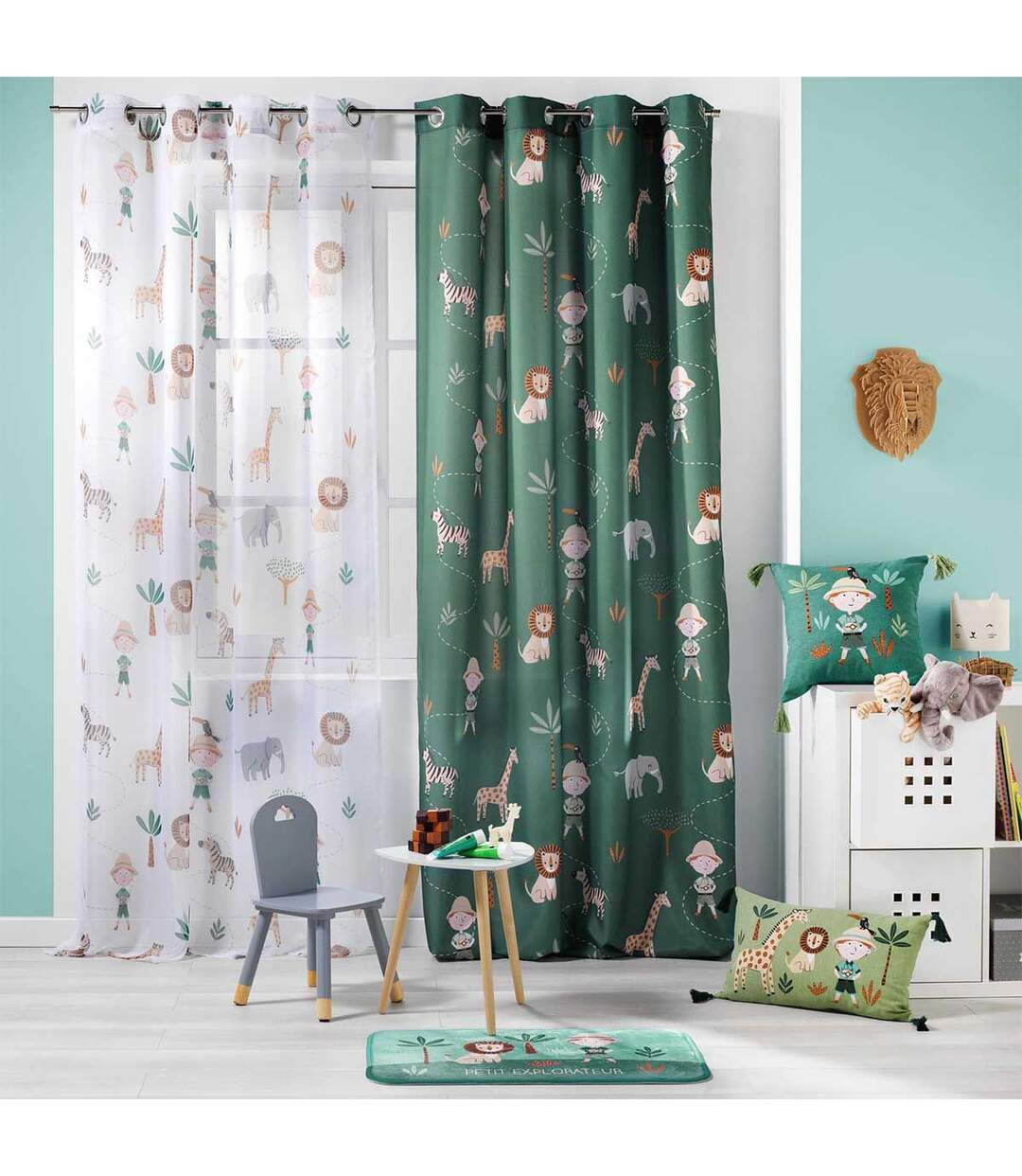 Tapis Enfant Léo l'Explorateur 45x75cm Vert-2