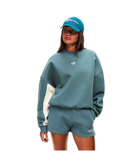 Womens/ladies Skyline Relaxed Fit Crop Sweatshirt Green Red Run