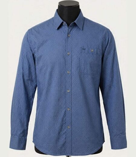 CHALLENGER TAKA2 — Chemise à carreaux manches longues marine et bleu : aisance naturelle et pur coton
