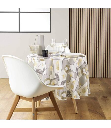 Nappe Ronde Antitache Imprimé Natane 180cm Naturel