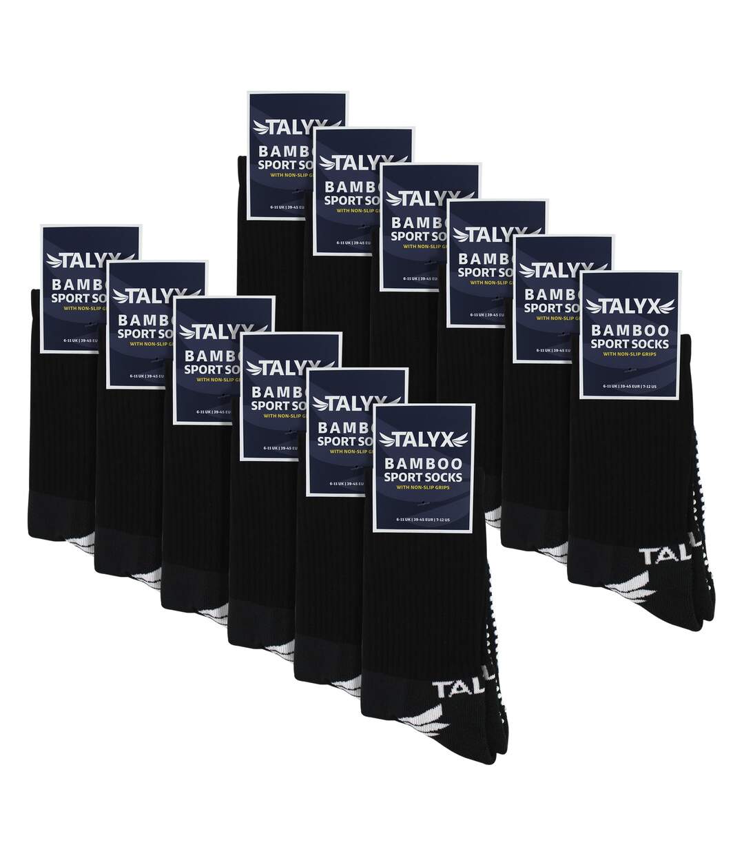 12 Pack Mens Bamboo Crew Grip Socks | Reinforced Heel & Toe Soft Non Slip Socks-2