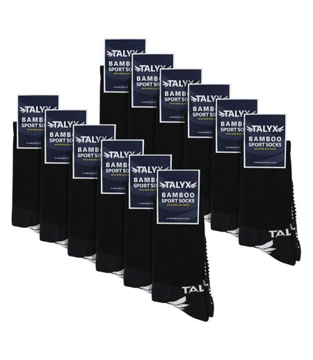 12 Pack Mens Bamboo Crew Grip Socks | Reinforced Heel & Toe Soft Non Slip Socks